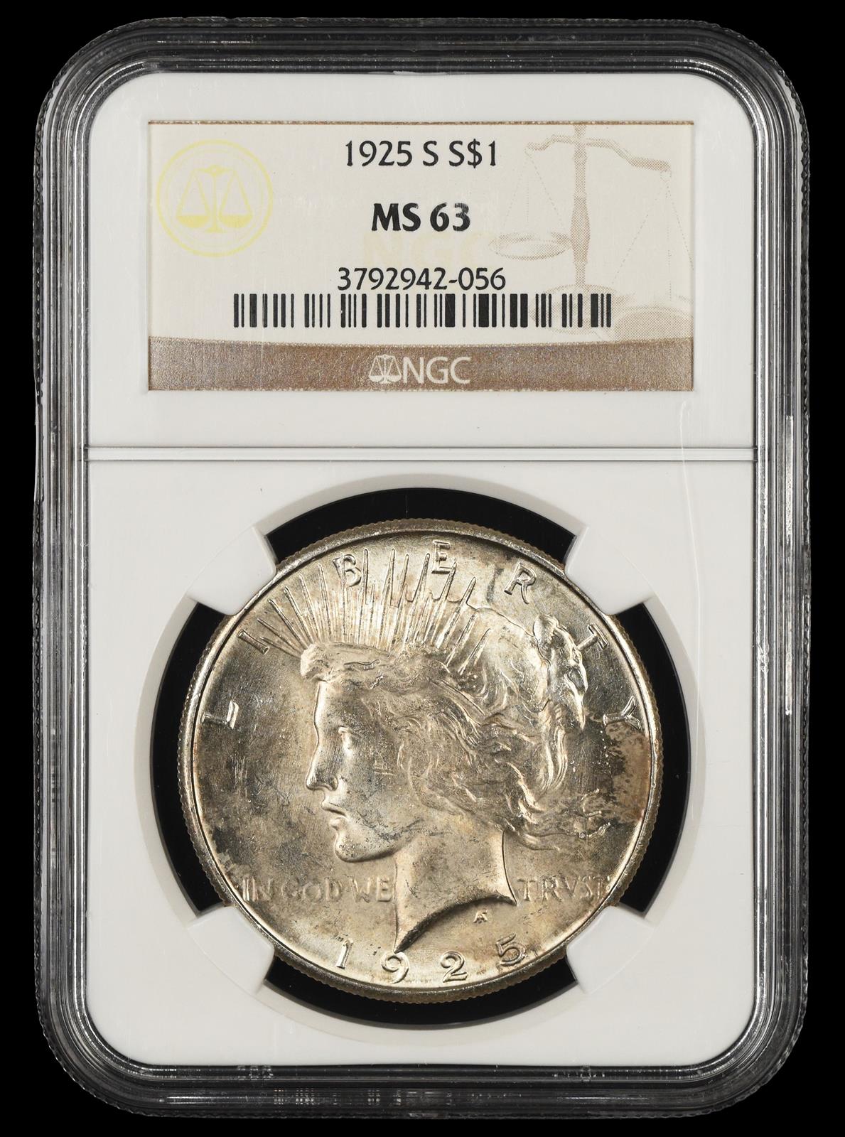 1925 S $1 NGC  MS63