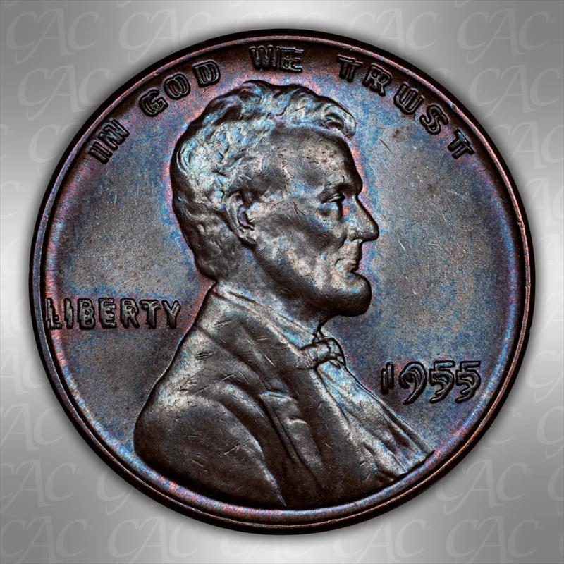 1955 1C Doubled Die Obverse CACG MS 63 BN 