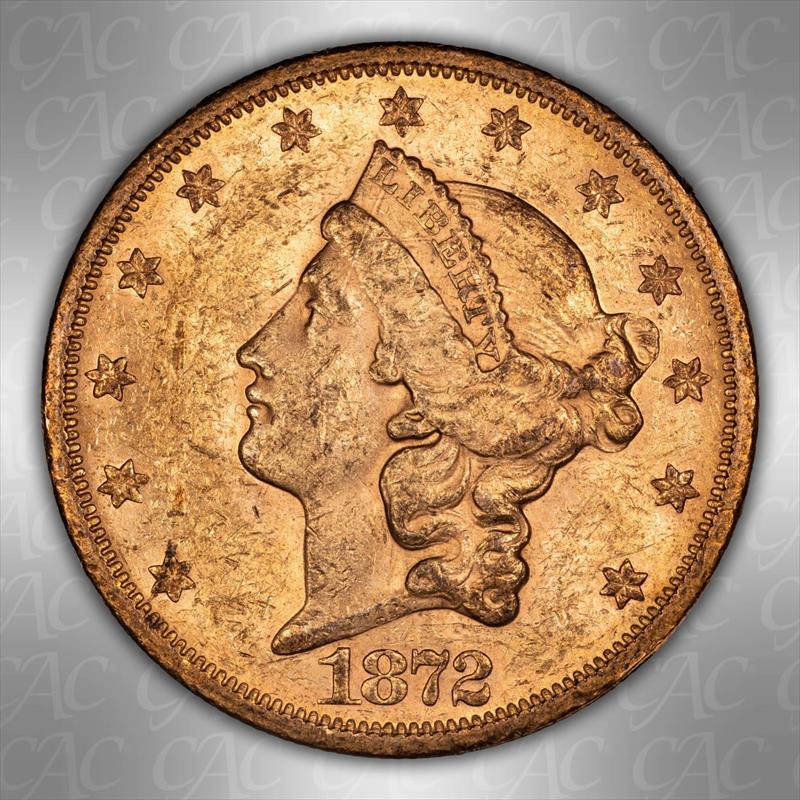 1872 S $20 CACG MS 61 
