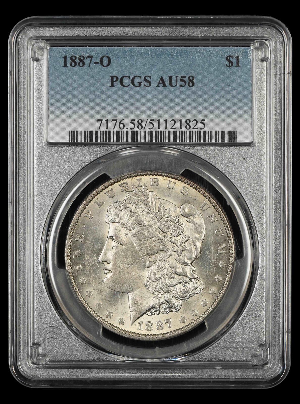 1887-O $1 PCGS AU-58