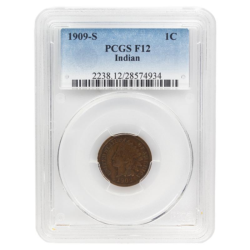 1909-S Indian Head Cent, 1C PCGS F 12