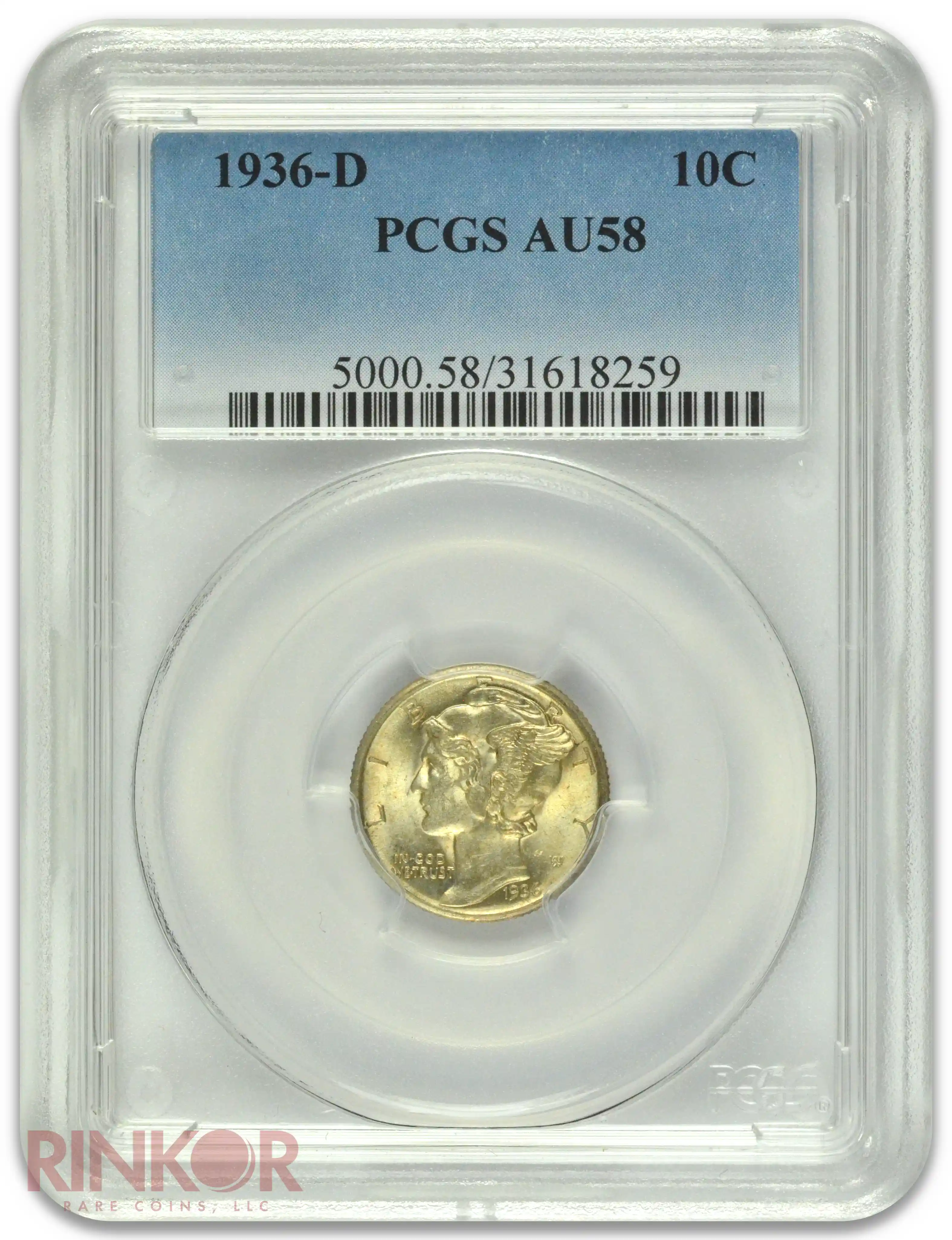 1936-D Mercury PCGS AU-58