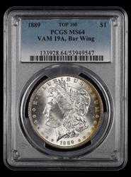 1889 $1 VAM 19A Bar Wing PCGS MS 64