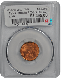 1953 Lincoln PCGS RD 67