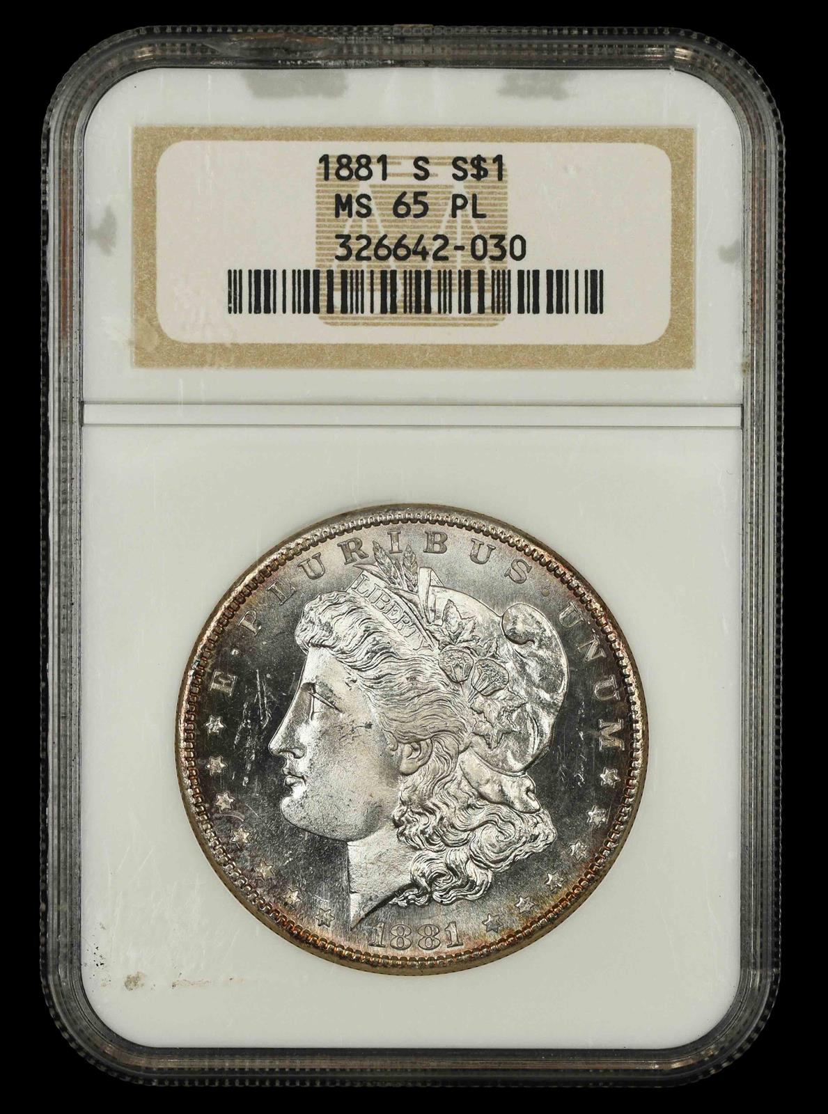 1881 S $1 NGC MS 65PL