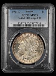1921-D $1 VAM 1B Capped R Hot 50 PCGS MS 63