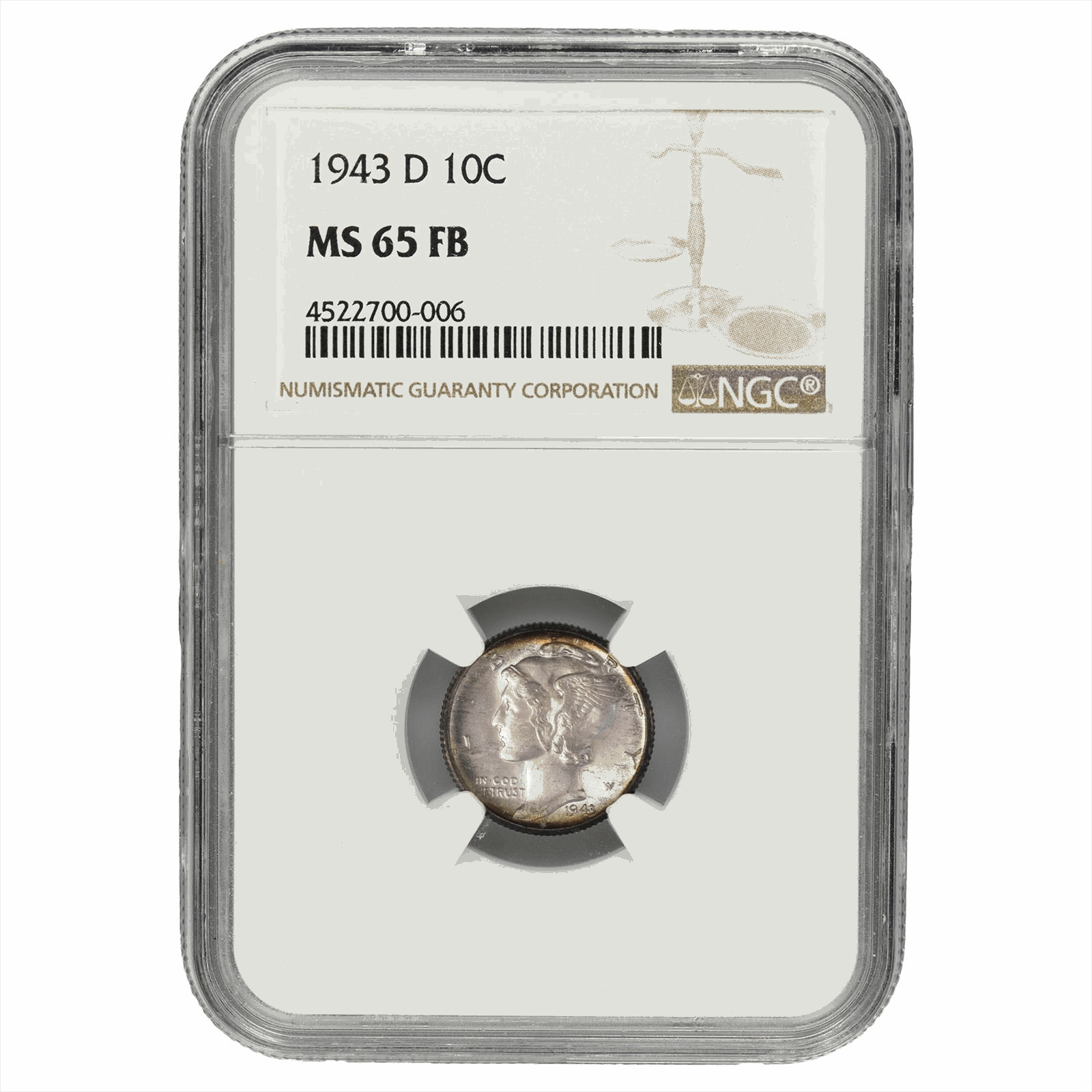 1943-D Mercury Dime 10C NGC MS 65 FB