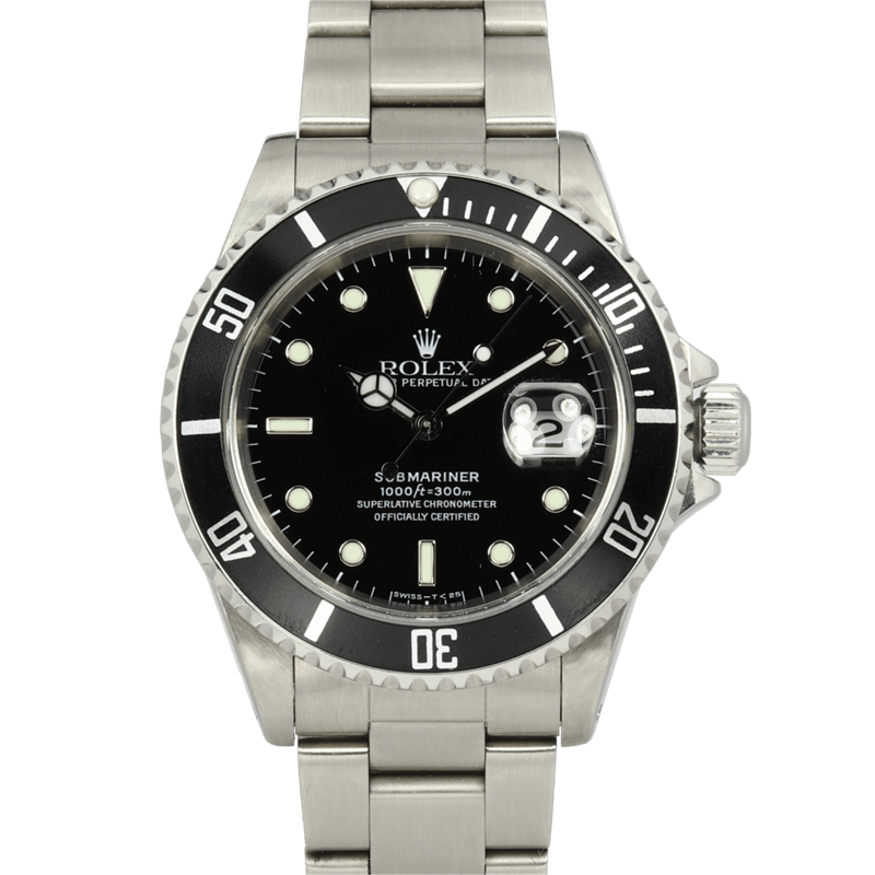 40mm Rolex Stainless Steel Black Date Submariner Watch Only - 16610