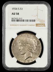 1934 S $1 NGC AU58