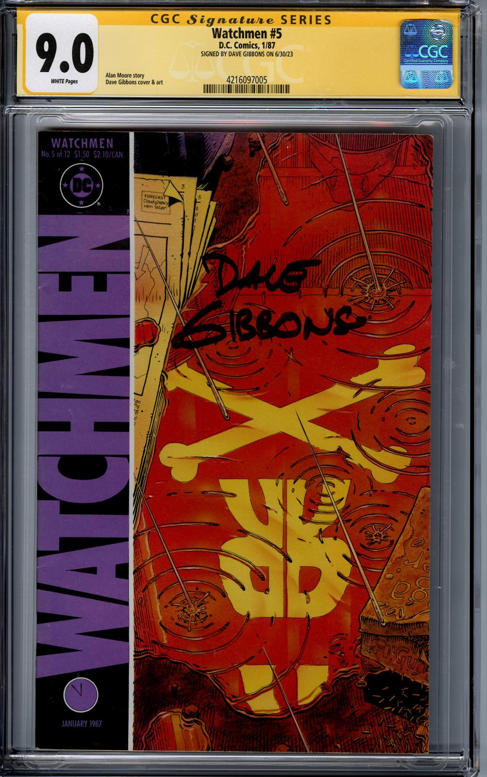 Watchmen #5 CGC Signature Series 9.0 (D.C., 1987) Signed by Dave Gibbons 