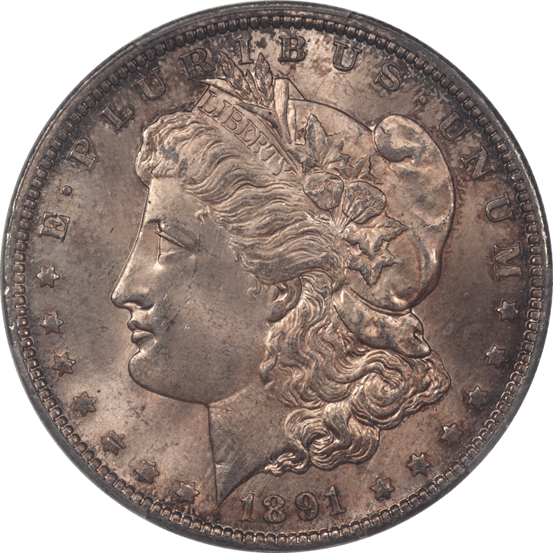 1891-CC Morgan Silver Dollar $1 PCGS MS64  - Nice Toning 