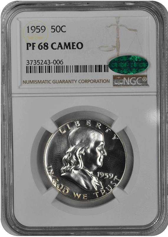 1959 Franklin Half Dollar NGC CAC (99) PF 68