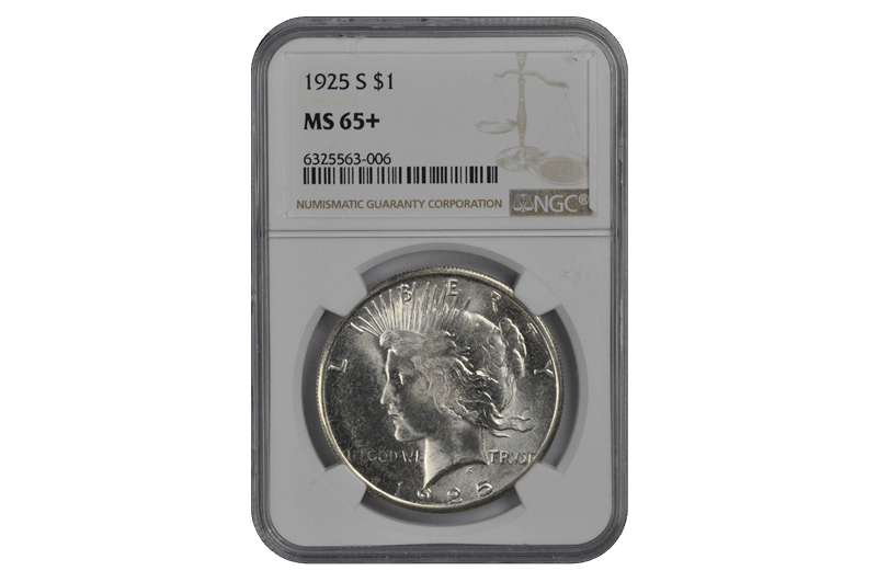 1925 S Peace Dollar S$1 NGC  #3631-1 MS65+