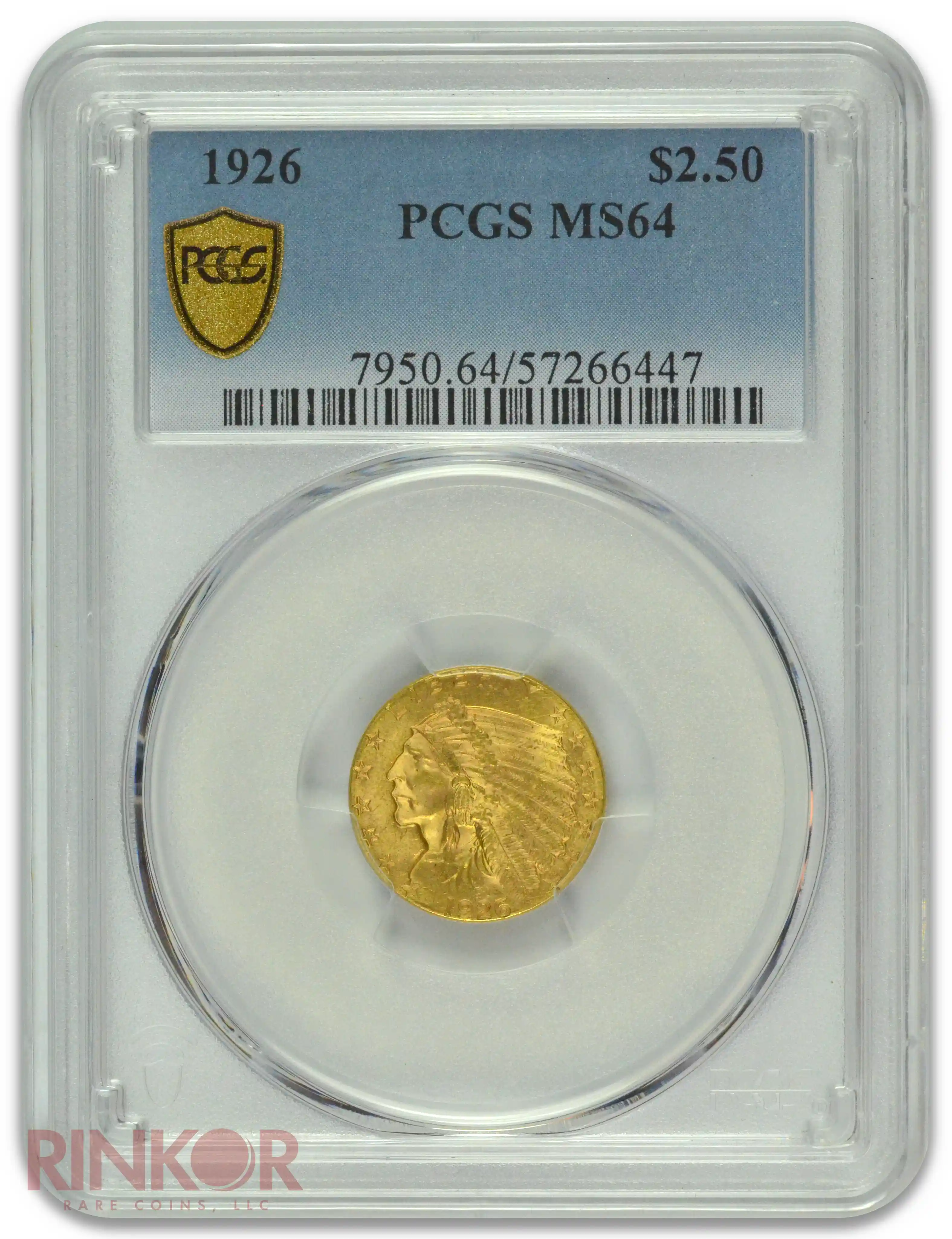 1926 $2.50 Indian Head PCGS MS 64