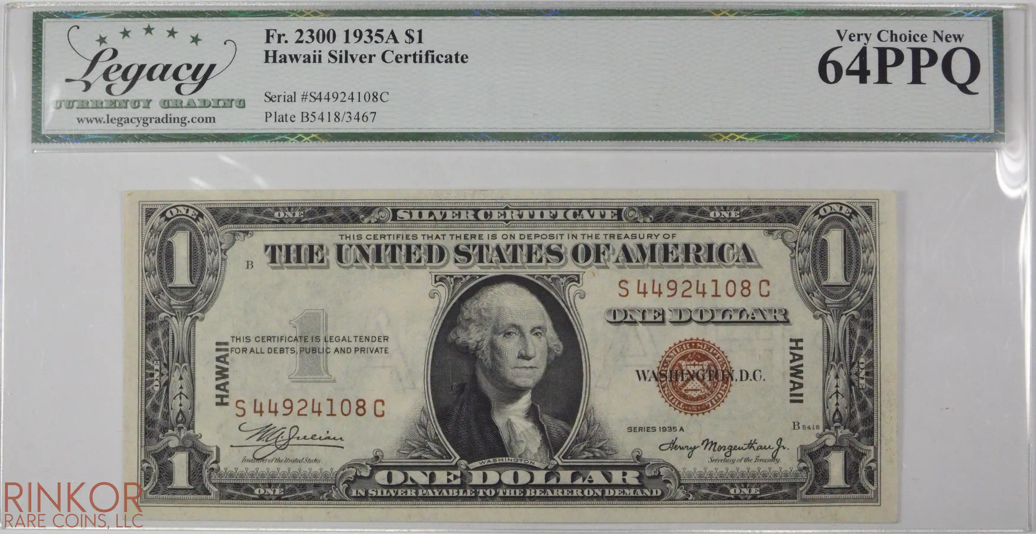 1935A $1 Fr. 2300 Hawaii Silver Certificate LCG CU 64 PPQ