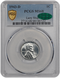 1943-D Lincoln PCGS (CAC) MS 68 