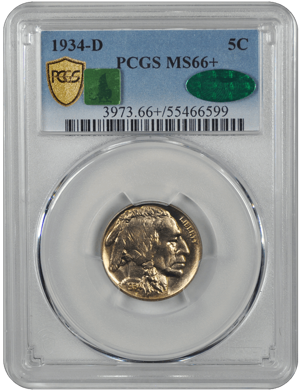 1934-D Buffalo PCGS CAC MS 66+