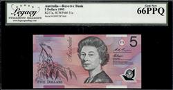 Australia Reserve Bank 5 Dollars 1995 Gem New 66PPQ 