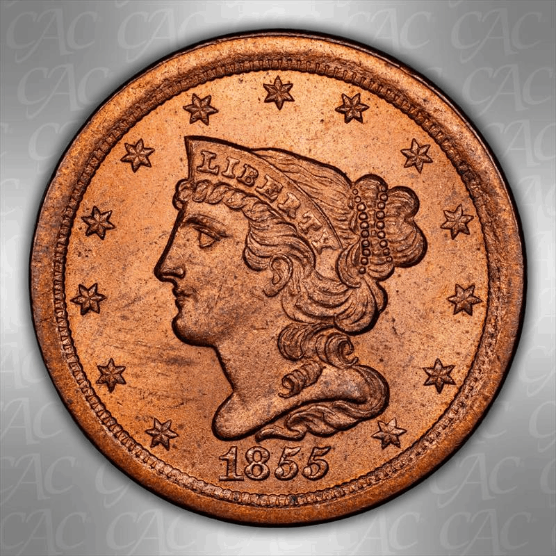 1855 1/2c CACG MS 65 RD