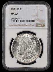 1921 D $1 NGC MS63 MS63