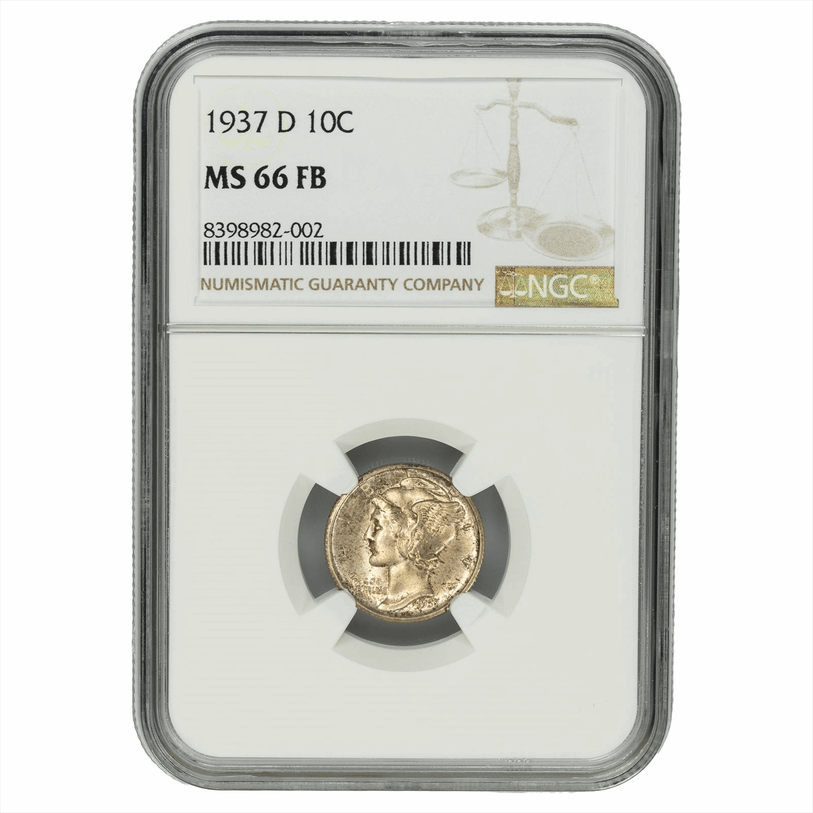 1937D Mercury Dime 10C NGC MS 66