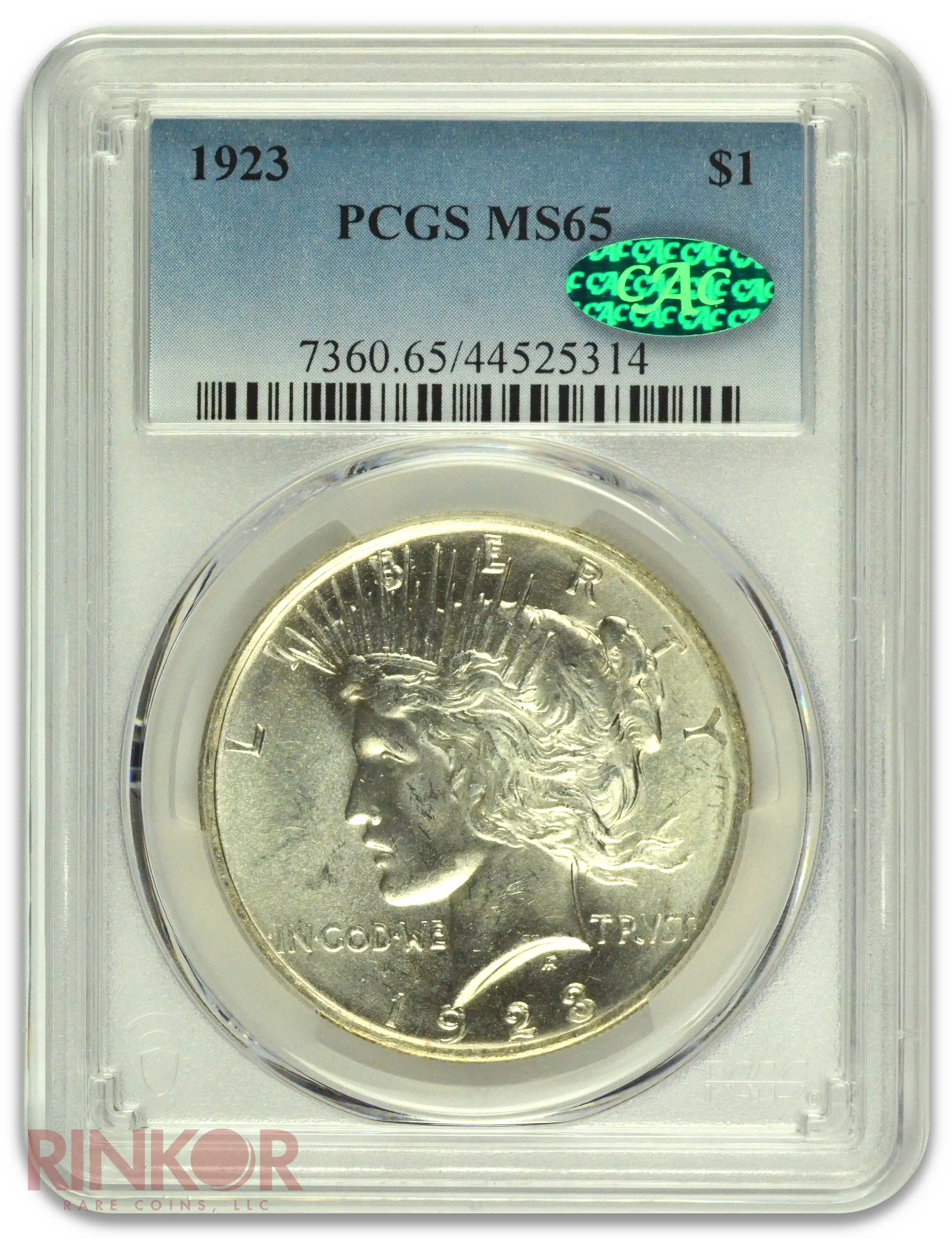 1923 $1 Peace Dollar PCGS MS 65 CAC