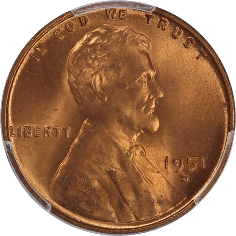 1951-S Lincoln Wheat Cent 1c PCGS MS 66 + RD