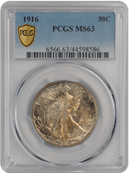 1916 50C Walking Liberty Half Dollar PCGS  #3692-3 MS63