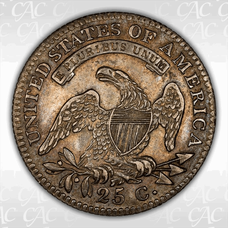 1815 B-1 E Counterstamp 25c CACG AU-53