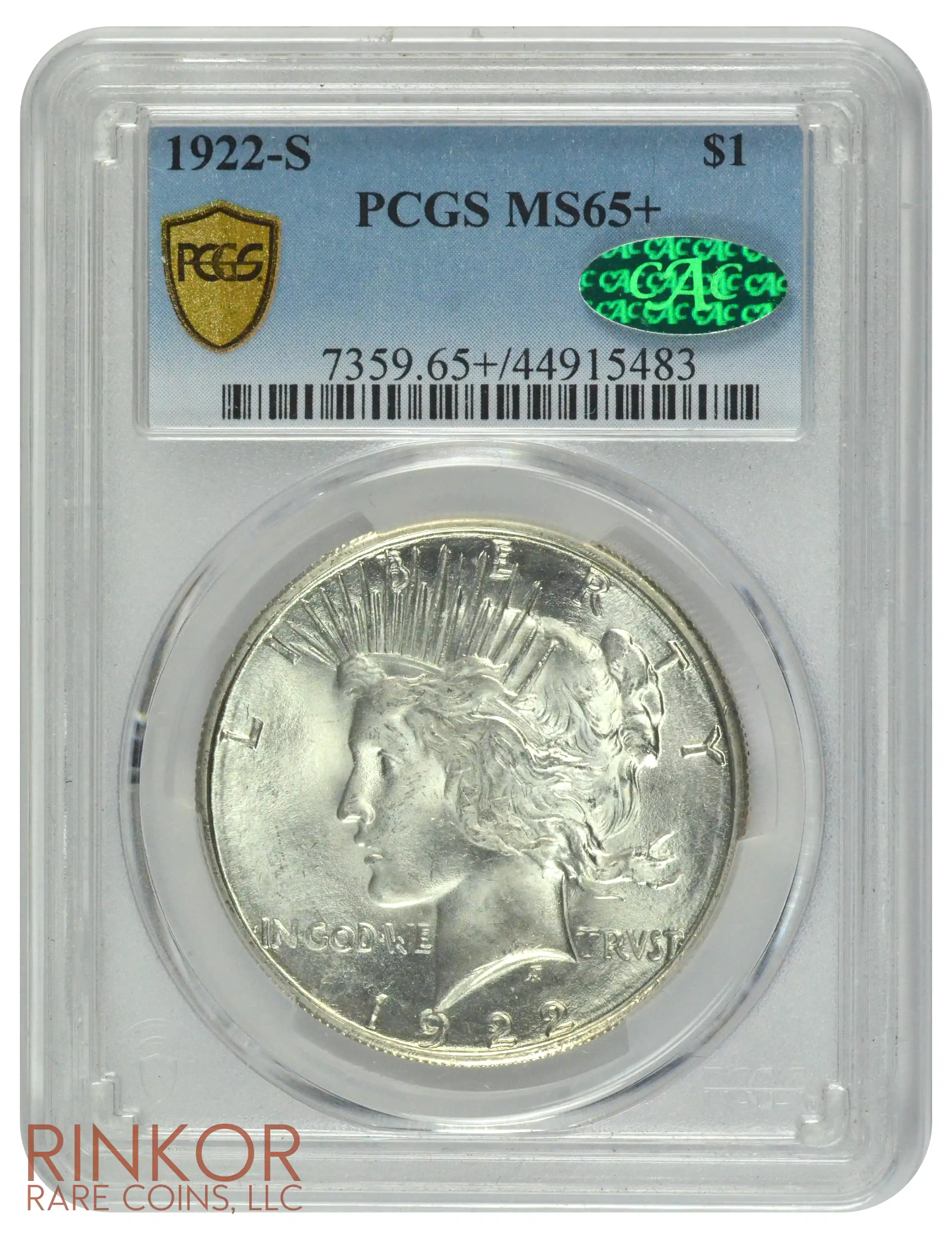 1922-S $1 PCGS MS 65+ CAC