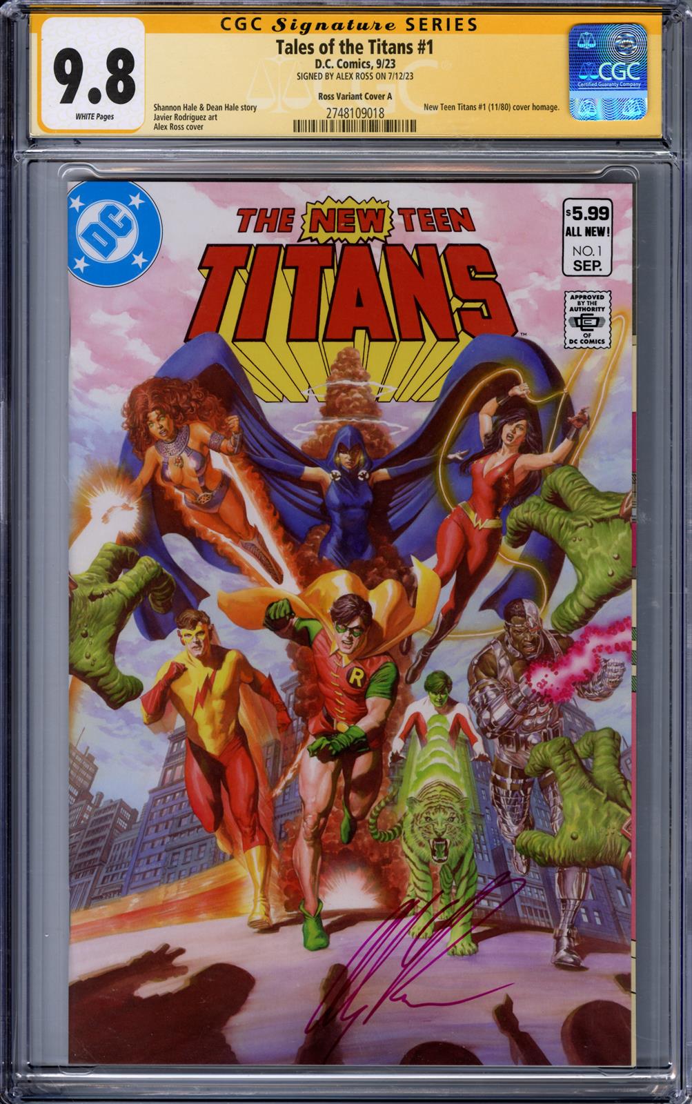 Tales of the Titans #1 CGC 9.8 Sig Series (D.C., 2023) Signed by Alex Ross 