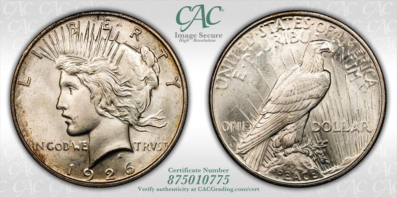 1926-D $1 CACG MS 65