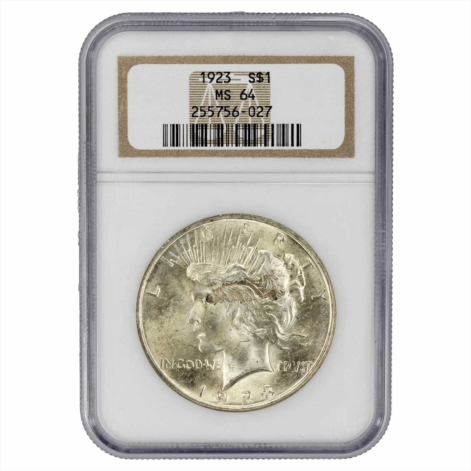 1923 Silver Peace Dollar $1 NGC MS 64
