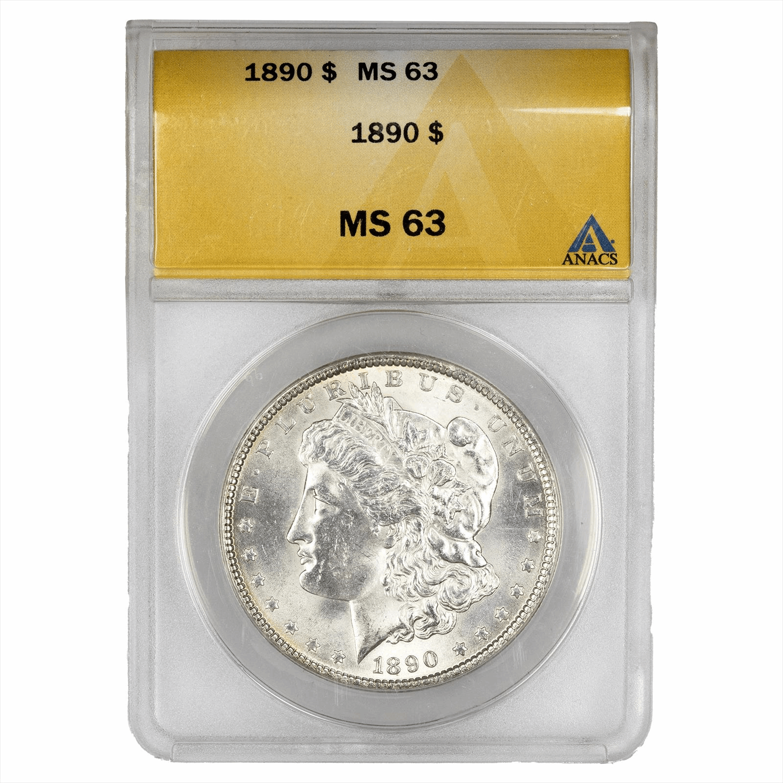 1890 Morgan Silver Dollar $1 ANACS MS 63