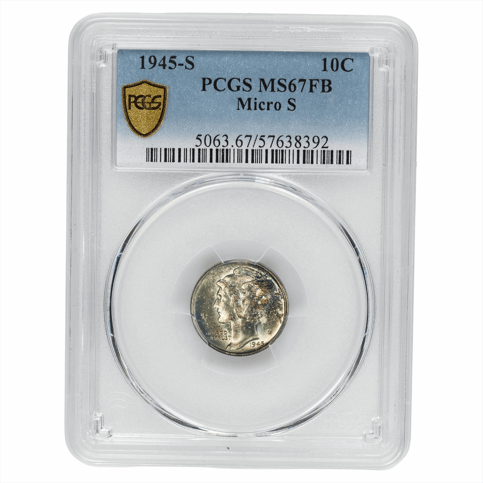 1945-S Micro S Mercury Dime 10C PCGS MS 67 FB