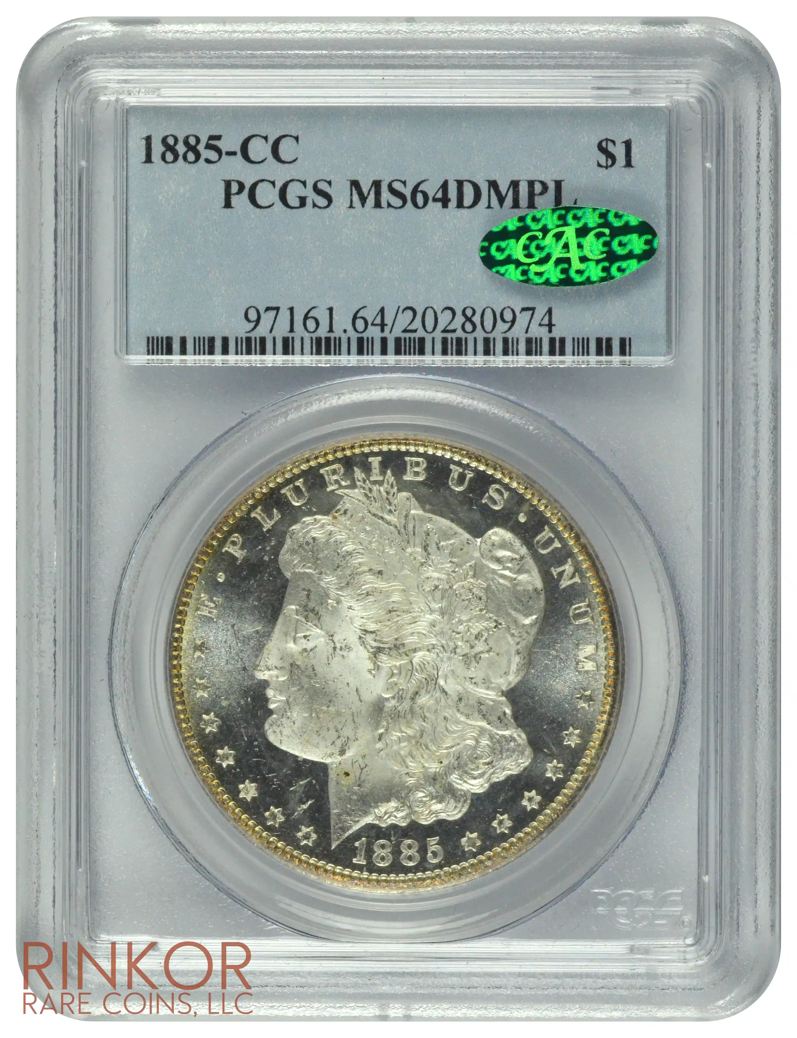 1885-CC $1 PCGS MS 64 DMPL CAC