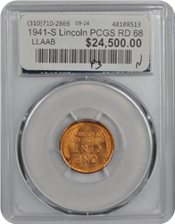 1941-S Lincoln PCGS RD 68