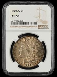 1886 S $1 NGC AU-53