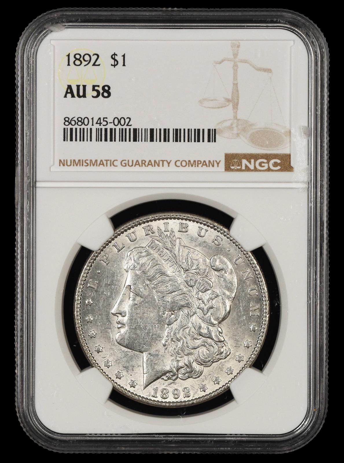 1892 $1 NGC AU 58