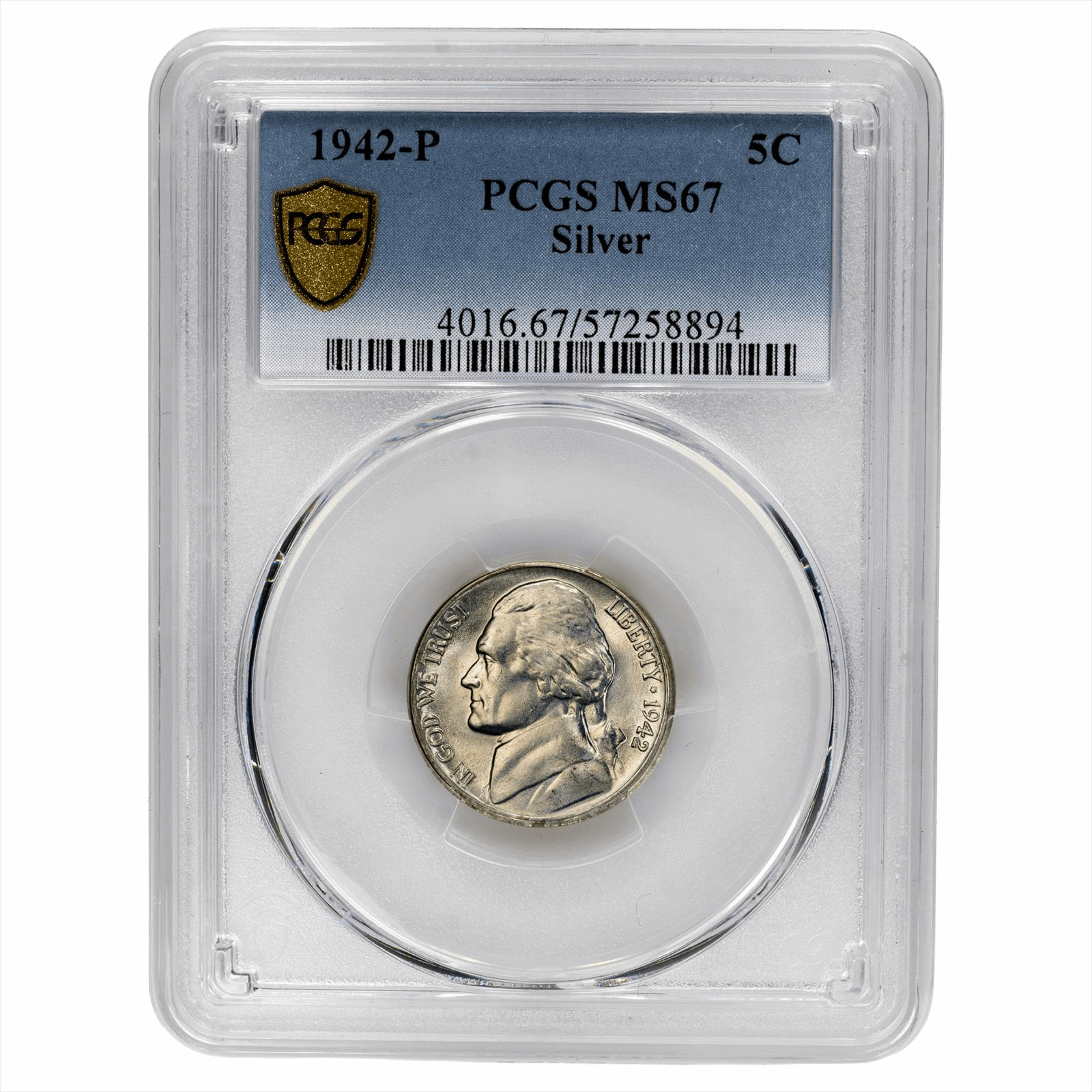 1942-P Jefferson War Nickel 5C PCGS MS 67