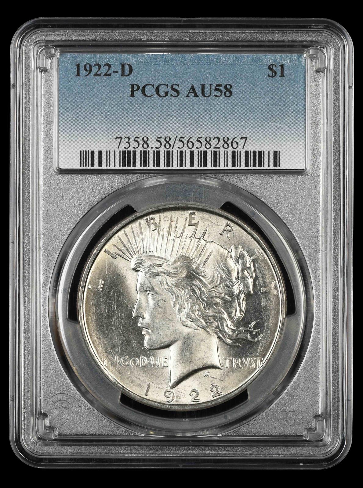 1922 D $1 PCGS AU58
