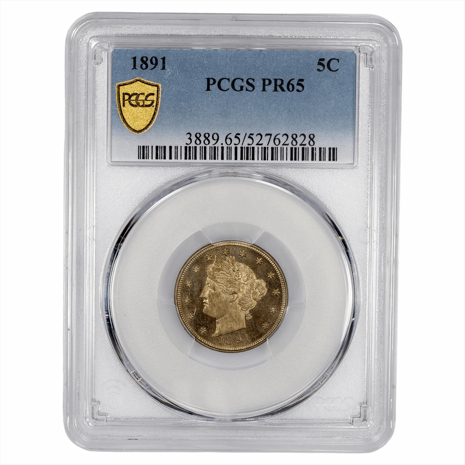 1891 Liberty V Nickel 5C PCGS PR 65