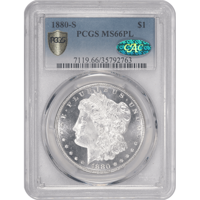 1880-S Morgan Silver Dollar PCGS MS66PL CAC - Lovely Coin