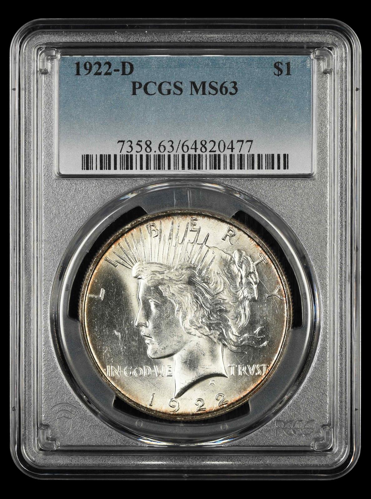 1922-D $1 PCGS MS 63