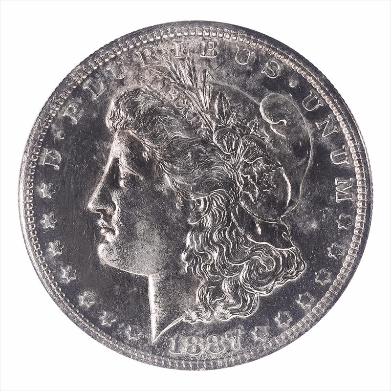 1887-S Morgan Silver Dollar $1, Raw Uncirculated - Nice White Coin