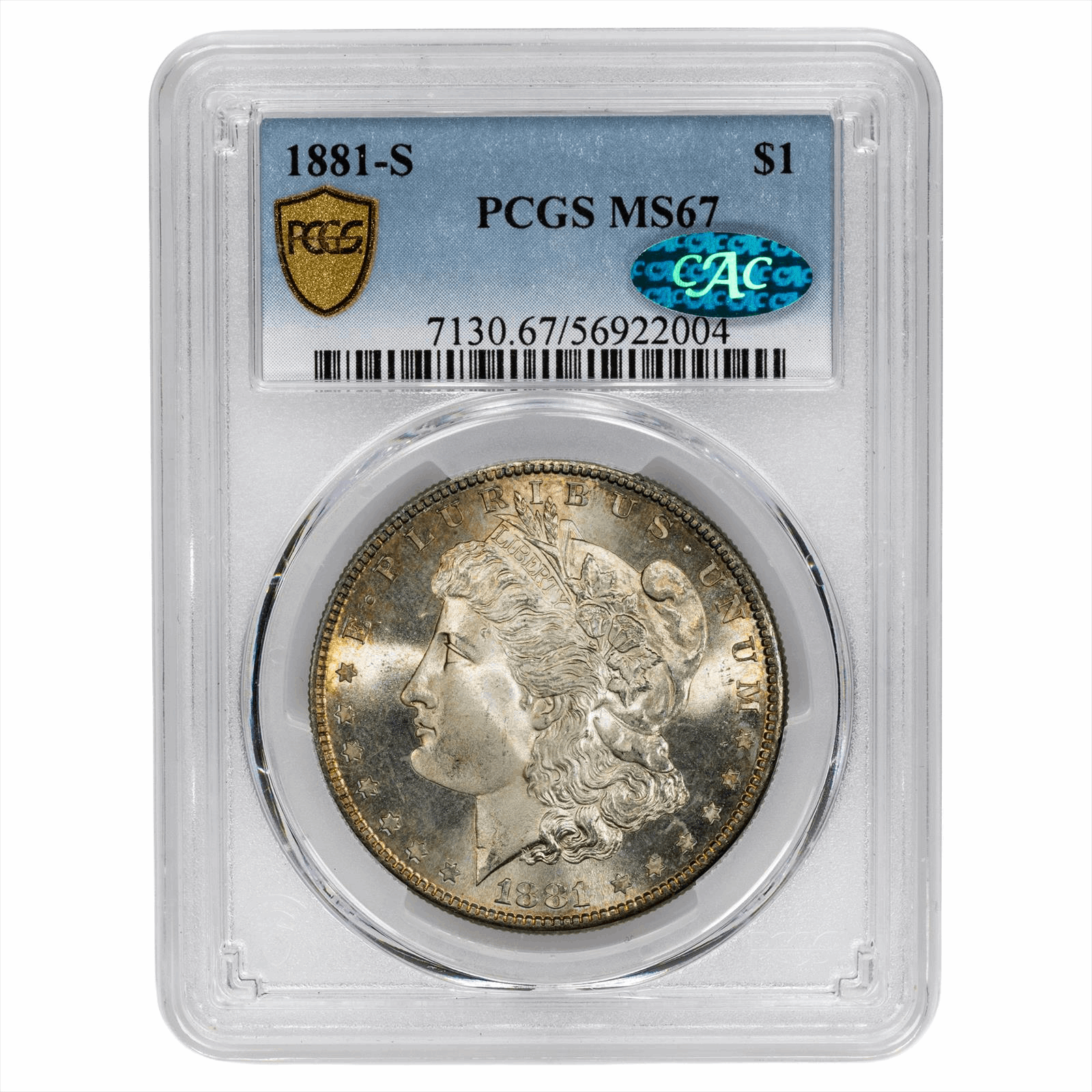 1881-S Morgan Silver Dollar $1 PCGS MS 67 CAC