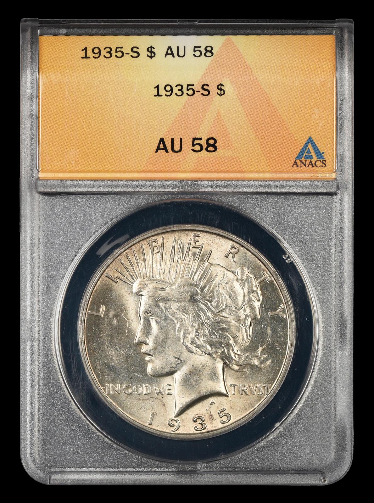 1935 S $1 ANACS AU58