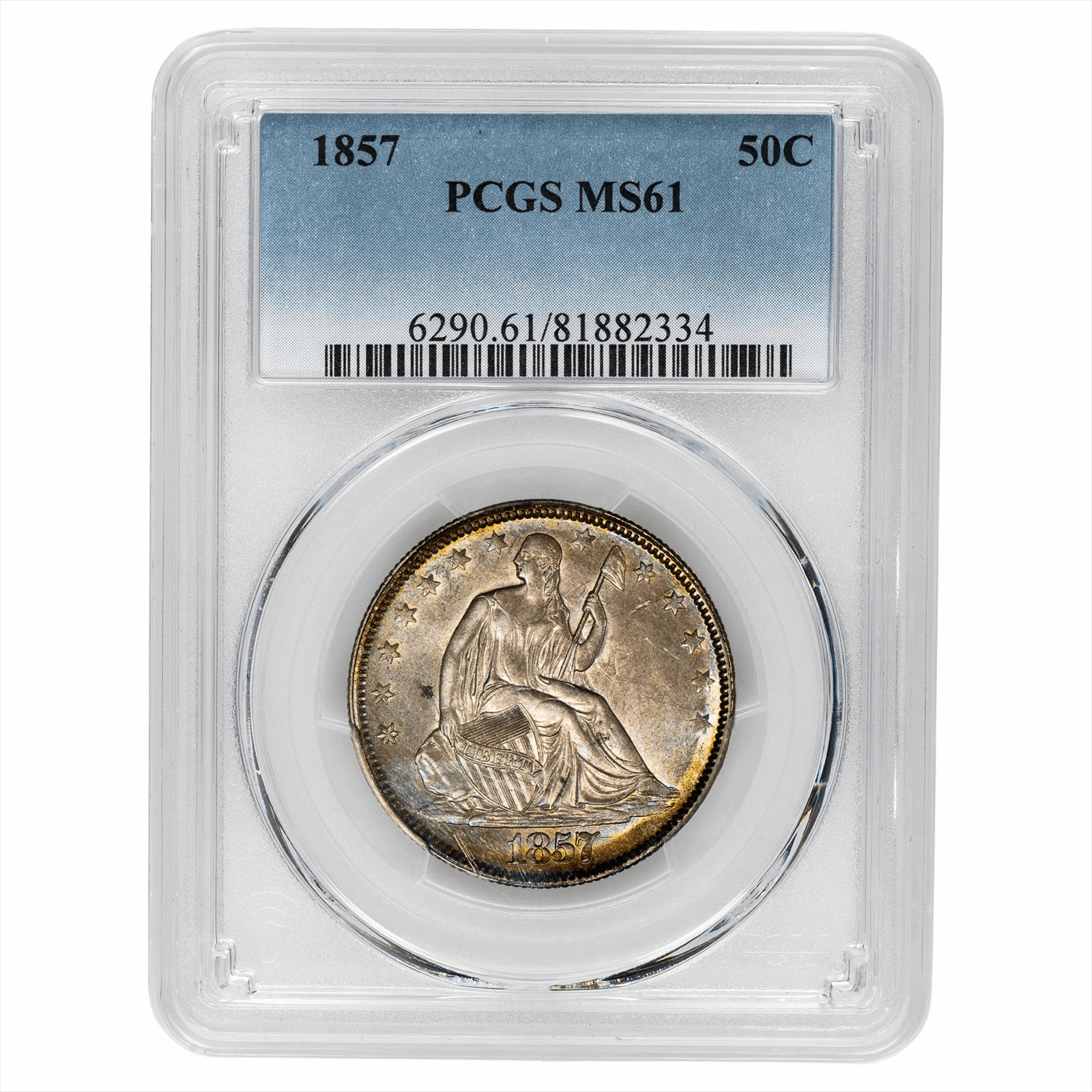 1857 Seated Liberty Half Dollar 50C PCGS MS 61 