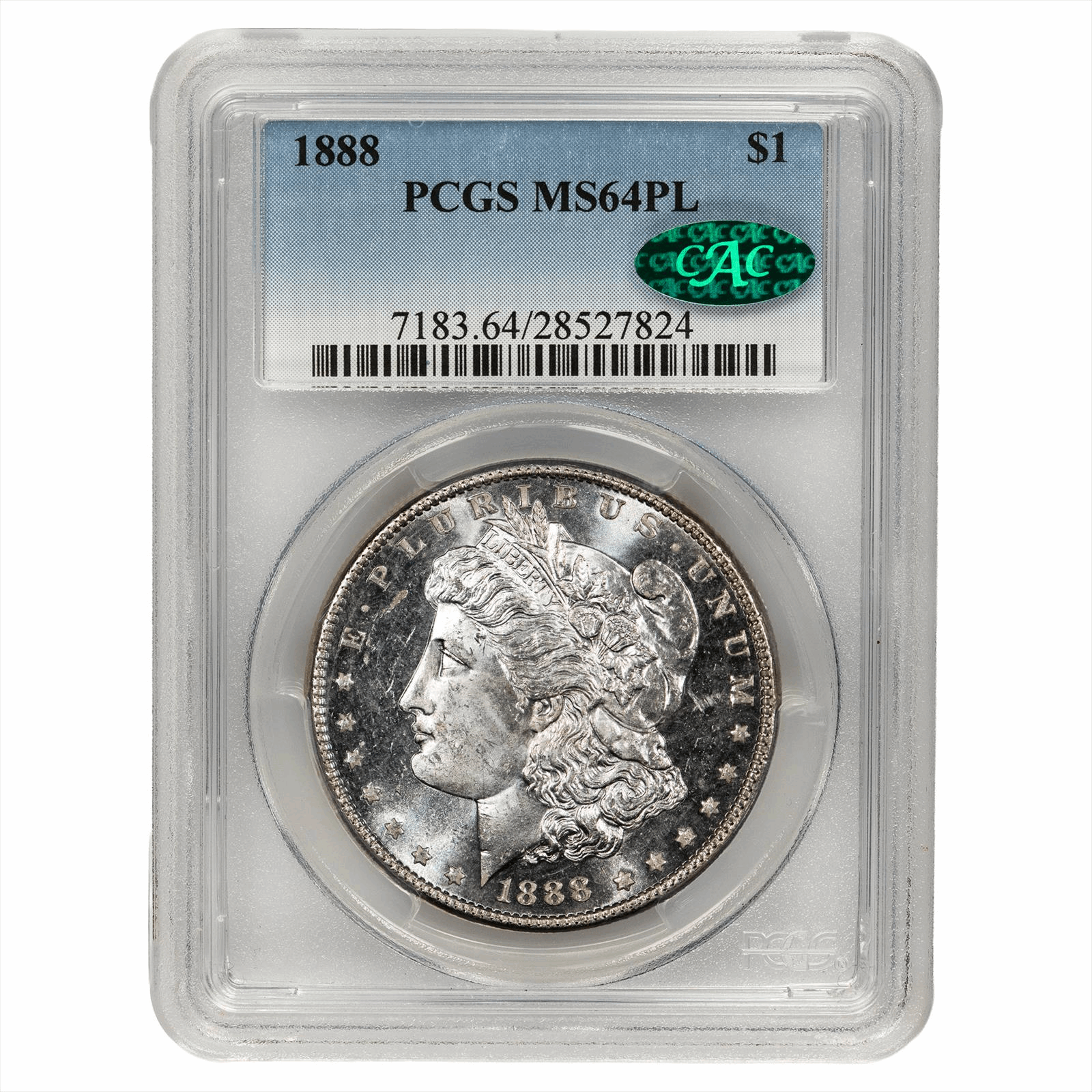1888 Morgan Silver $1, PCGS MS 64 PL CAC PL 64 CAC