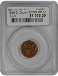 1925-D Lincoln PCGS RD 65